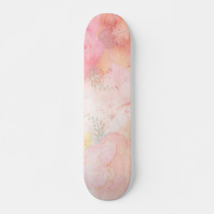 Waterverf Roze Floral Achtergrond Skateboard