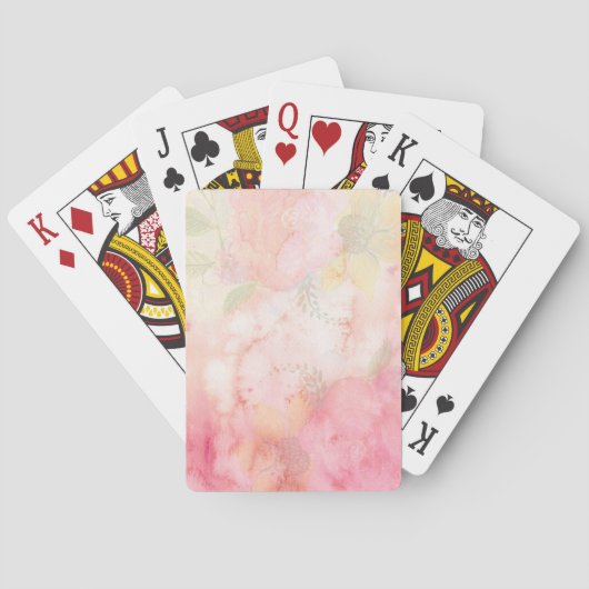 Waterverf Roze Floral Achtergrond Speelkaarten (Achterkant)