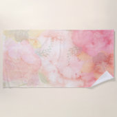 Waterverf Roze Floral Achtergrond Strandlaken (Voorkant)