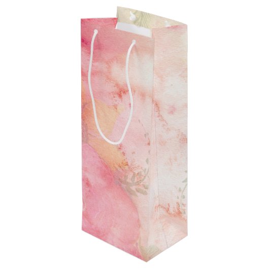 Waterverf Roze Floral Achtergrond Wijn Cadeautas (Achterkant Gekanteld)