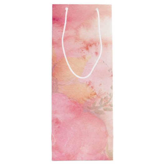 Waterverf Roze Floral Achtergrond Wijn Cadeautas (Achterkant)