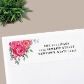 Waterverf Roze Floral Adres Etiket