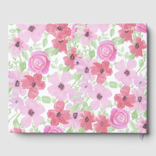 Waterverf Roze Floral Baby shower Gastenboek (Achterkant)