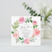 Waterverf Roze Floral Baby shower Kaart (Staand voorkant)