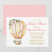 Waterverf Roze Floral Baby shower Luchtballon