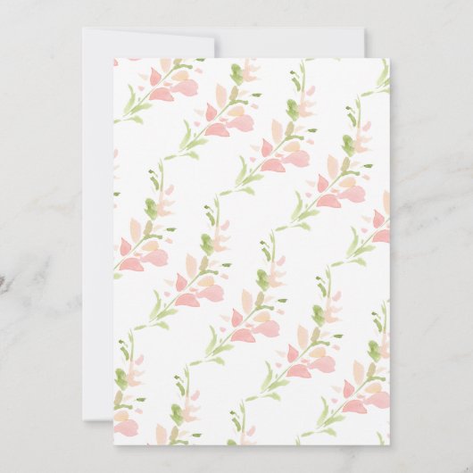 Waterverf Roze Floral Baby shower Tea Kaart (Achterkant)