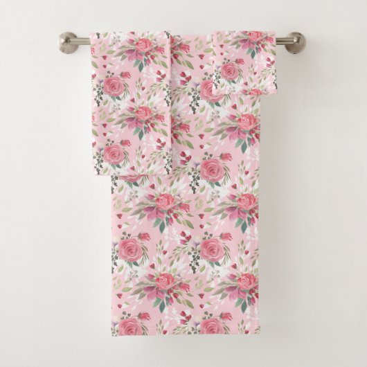 Waterverf Roze Floral Bad Handdoek