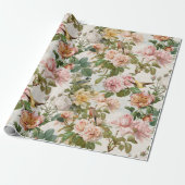 Waterverf Roze Floral Bird Shower Table Runner Cadeaupapier (Uitgerold)