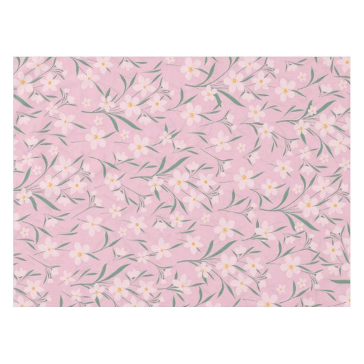 Waterverf Roze Floral Botanisch Bleek Roze ontwerp Tafelkleed (Voorkant (Horizontaal))