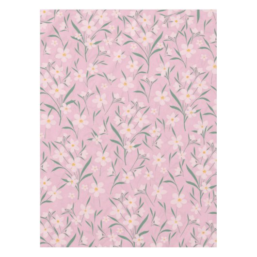 Waterverf Roze Floral Botanisch Bleek Roze ontwerp Tafelkleed (Voorkant)