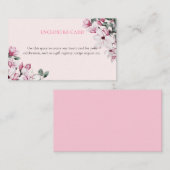 Waterverf Roze Floral Botanisch Vrijgezellenfeest Informatiekaartje (Voorkant / Achterkant)