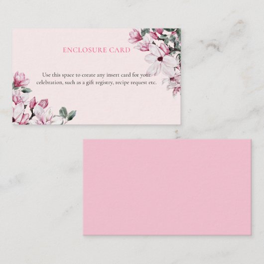 Waterverf Roze Floral Botanisch Vrijgezellenfeest Informatiekaartje (Voorkant / Achterkant)