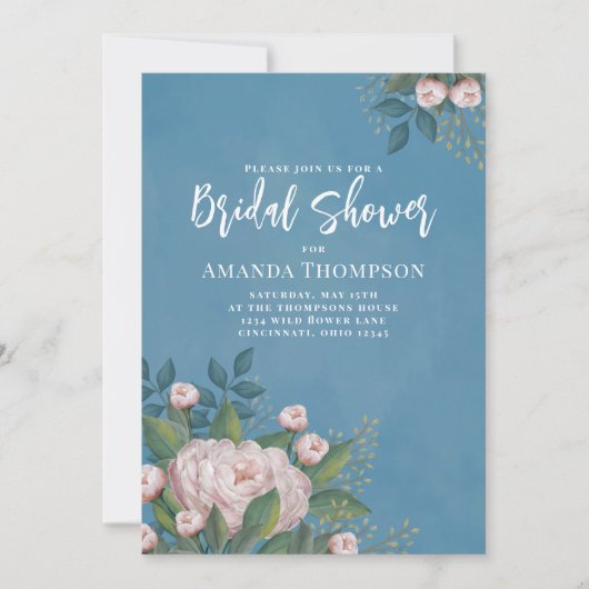 Waterverf Roze Floral Botanisch Vrijgezellenfeest Kaart (Voorkant)