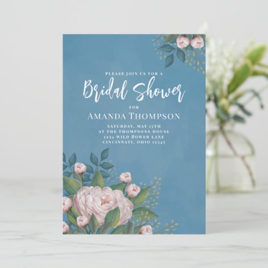 Waterverf Roze Floral Botanisch Vrijgezellenfeest Kaart (Staand voorkant)