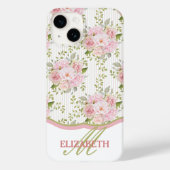 Waterverf Roze Floral Bouquets Monogram Case-Mate iPhone Case (Achterkant)