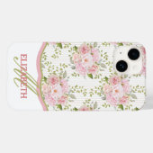 Waterverf Roze Floral Bouquets Monogram Case-Mate iPhone Case (Achterkant (horizontaal))
