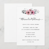 Waterverf Roze Floral Bridal Shower Invitations Kaart (Voorkant / Achterkant)