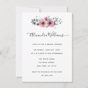Waterverf Roze Floral Bridal Shower Invitations Kaart