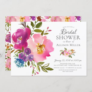 Waterverf Roze Floral Bridal Shower Invitations Kaart