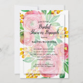 Waterverf Roze Floral Bridal Shower Invitations Kaart (Voorkant)