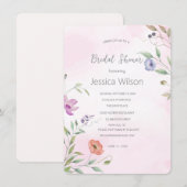 Waterverf Roze Floral Bridal Shower Kaart (Voorkant / Achterkant)