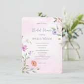 Waterverf Roze Floral Bridal Shower Kaart (Staand voorkant)