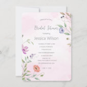 Waterverf Roze Floral Bridal Shower Kaart (Voorkant)