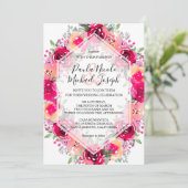 Waterverf - Roze - Floral bruiloft (Staand voorkant)