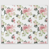Waterverf Roze Floral Cadeaupapier (Vlak)