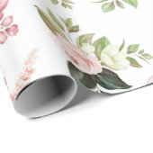 Waterverf Roze Floral Cadeaupapier (Rol Hoek)