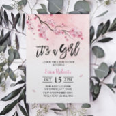 Waterverf Roze Floral Cherry Blossom Baby shower Kaart