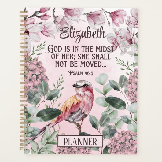 Waterverf Roze Floral Christelijke Manuscript voor Planner (Voorkant)