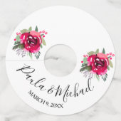 Waterverf Roze Floral Curve Script Wine Glass Labe Wijnglaslabel (Voorkant)