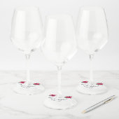 Waterverf Roze Floral Curve Script Wine Glass Labe Wijnglaslabel (Set)