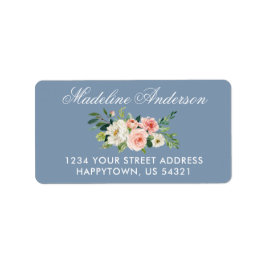 Waterverf Roze Floral Dusty Blue Return-adres Etiket