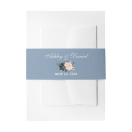 Waterverf Roze Floral Dusty Blue Uitnodigingen Wikkel