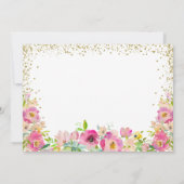 Waterverf Roze Floral een foto van Bunny Birthday Kaart (Achterkant)