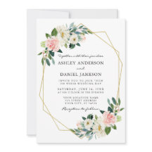 Waterverf Roze Floral Elegant Gold Lijst Neo Mint