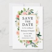 Waterverf Roze Floral Elegant Gold Lijst Save The Date (Voorkant)