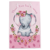 Waterverf Roze Floral Elephant Baby shower Medium Cadeauzakje (Voorkant)
