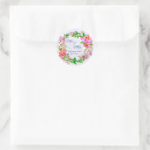Waterverf roze Floral en vlinderlentrow Ronde Sticker (Tas)
