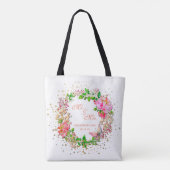 Waterverf roze Floral en vlinderlentrow Tote Bag (Achterkant)
