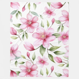 Waterverf Roze Floral Fleece Deken