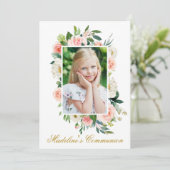 Waterverf Roze Floral Foto Commune Kaart (Staand voorkant)