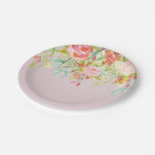 Waterverf roze Floral Garden Papieren Bordje (Gekanteld)
