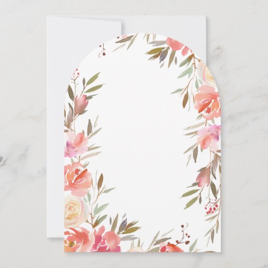 Waterverf Roze Floral Gold Arch Vrijgezellenfeest Kaart (Achterkant)