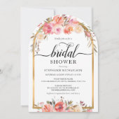 Waterverf Roze Floral Gold Arch Vrijgezellenfeest Kaart (Voorkant)