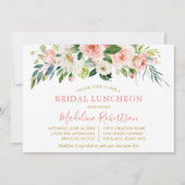 Waterverf Roze Floral Gold Bridal Lunch Kaart (Voorkant)