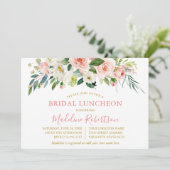 Waterverf Roze Floral Gold Bridal Lunch Kaart (Staand voorkant)
