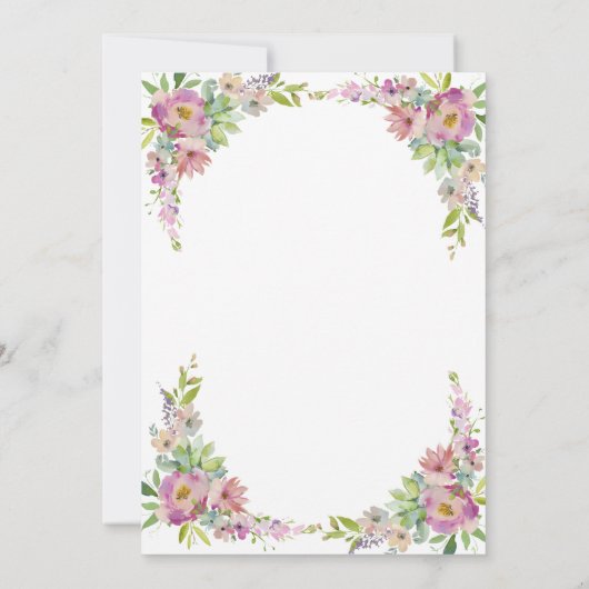 Waterverf Roze Floral Gold Geometric Baby shower Kaart (Achterkant)